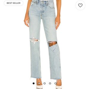 RE/DONE Originals 90s High Rise Loose in Breezy Indigo With Rips - Size 31